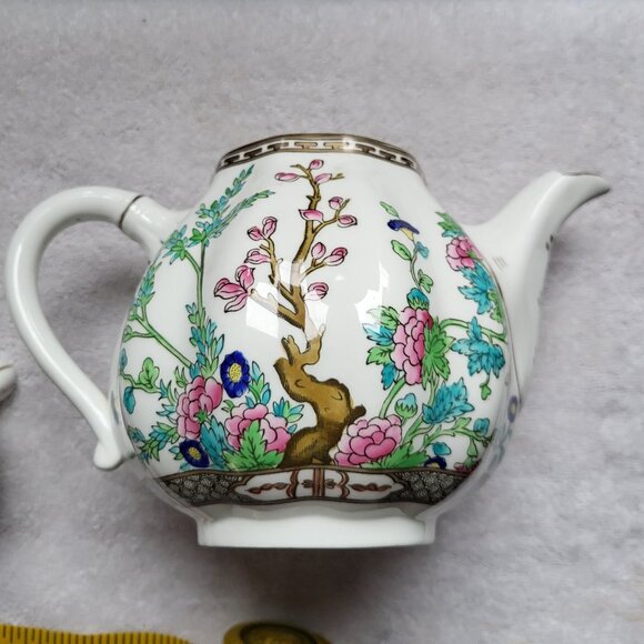 VTG COALPORT INDIAN TREE TEAPOT ENGLAND ORIGINAL ENGRAVING 1801 BONE CHINA RARE - Picture 5 of 12